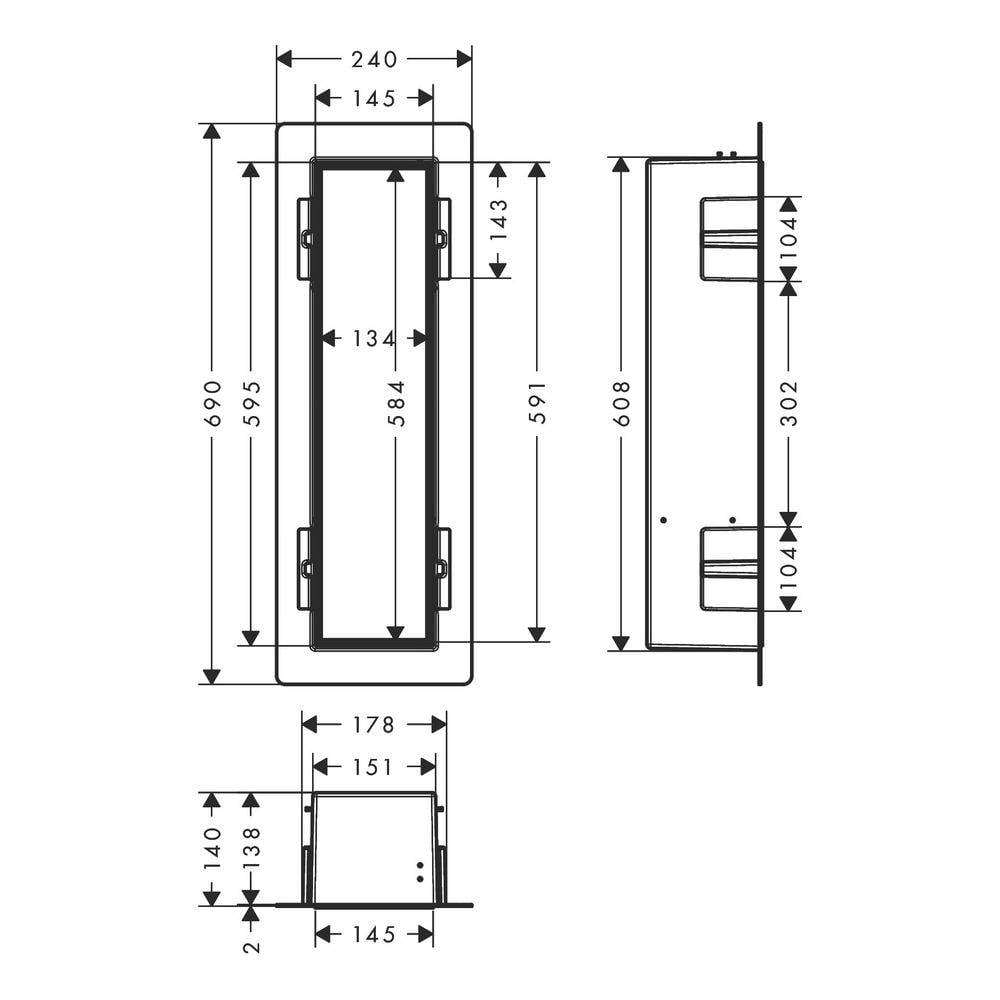 Hansgrohe XtraStoris Rock Einbau Toilettenbürstenhalter mit Ablage und befliesbarer Tür, Edelstahl gebürstet-3