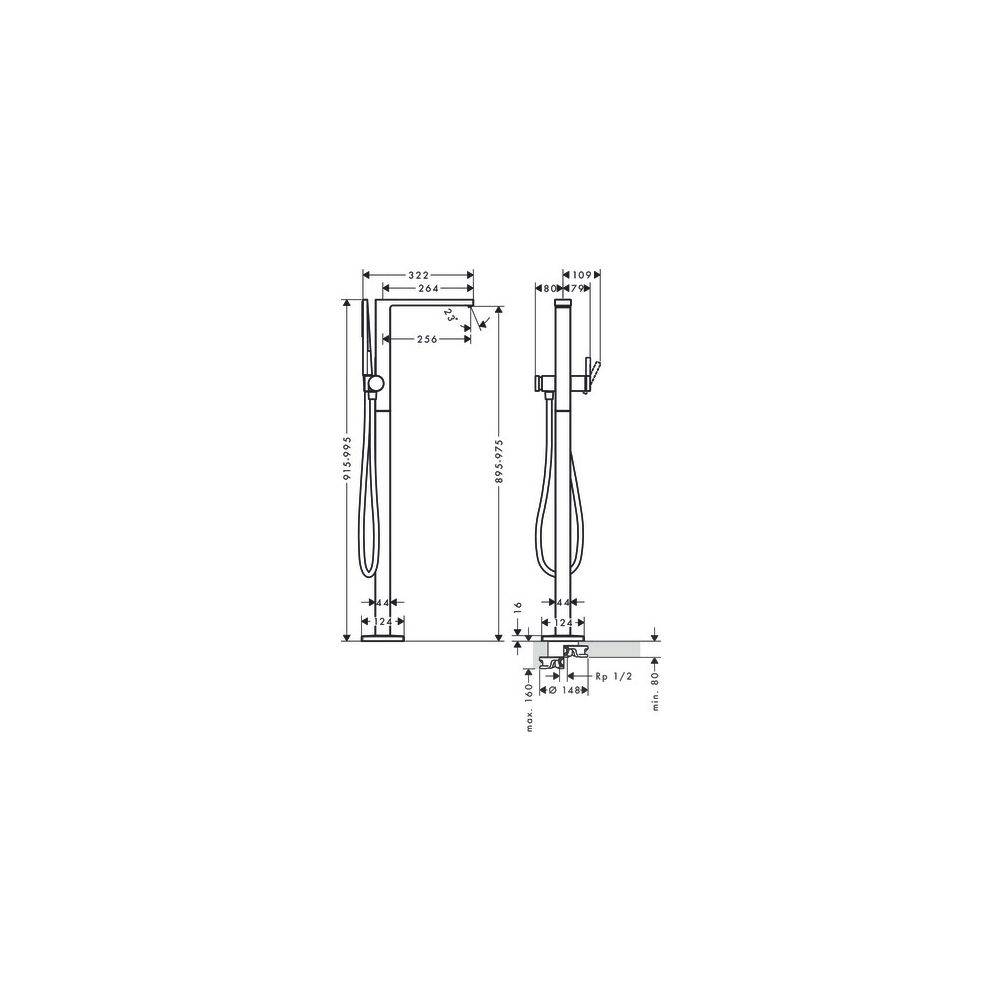 Hansgrohe Tecturis E Einhebel-Wannenmischer bodenstehend, 23,5l/min, Brushed Bronze-3