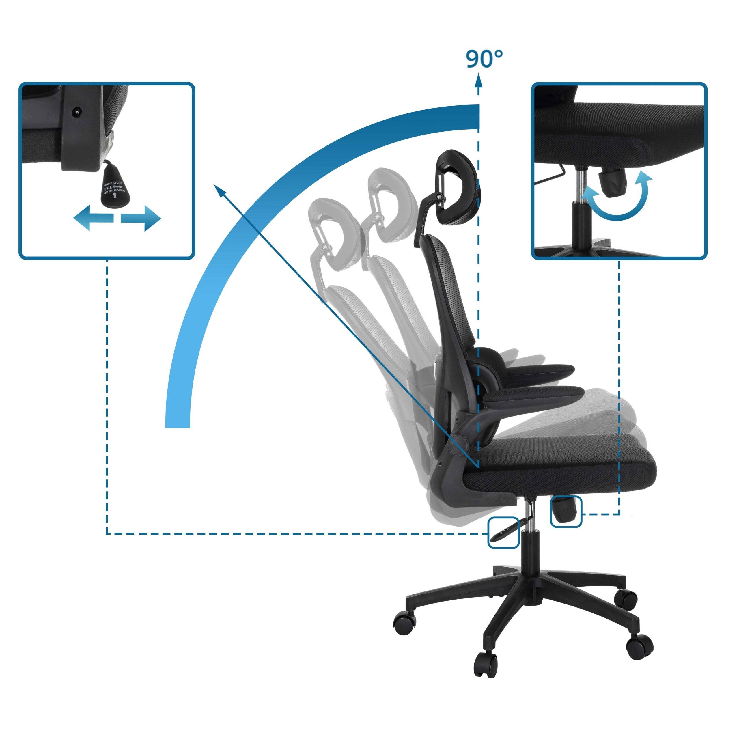 Bürostuhl Drehstuhl ERGOMY FLEX Sitz Stoff Rücken Netzstoff schwarz mybuero-2