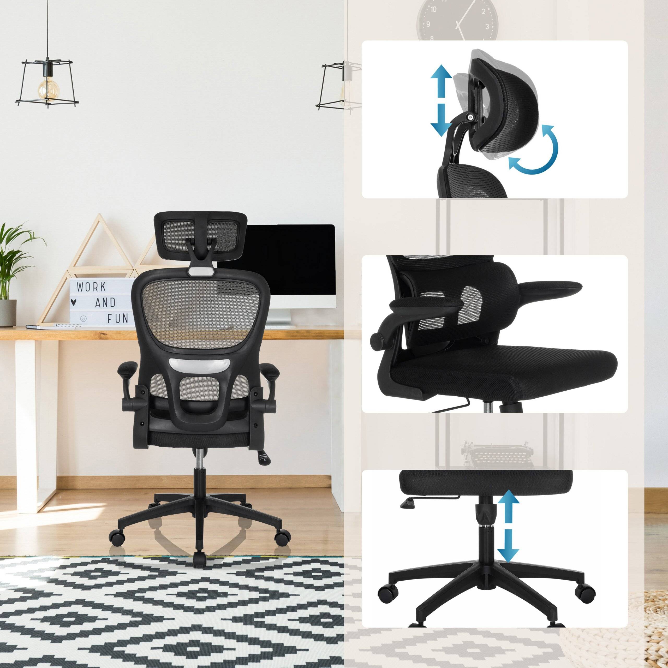 Bürostuhl Drehstuhl ERGOMY FLEX Sitz Stoff Rücken Netzstoff schwarz mybuero-3