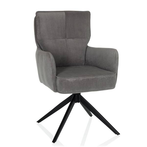 Esszimmerstuhl Drehstuhl TARUGO Stoff grau hjh LIVING