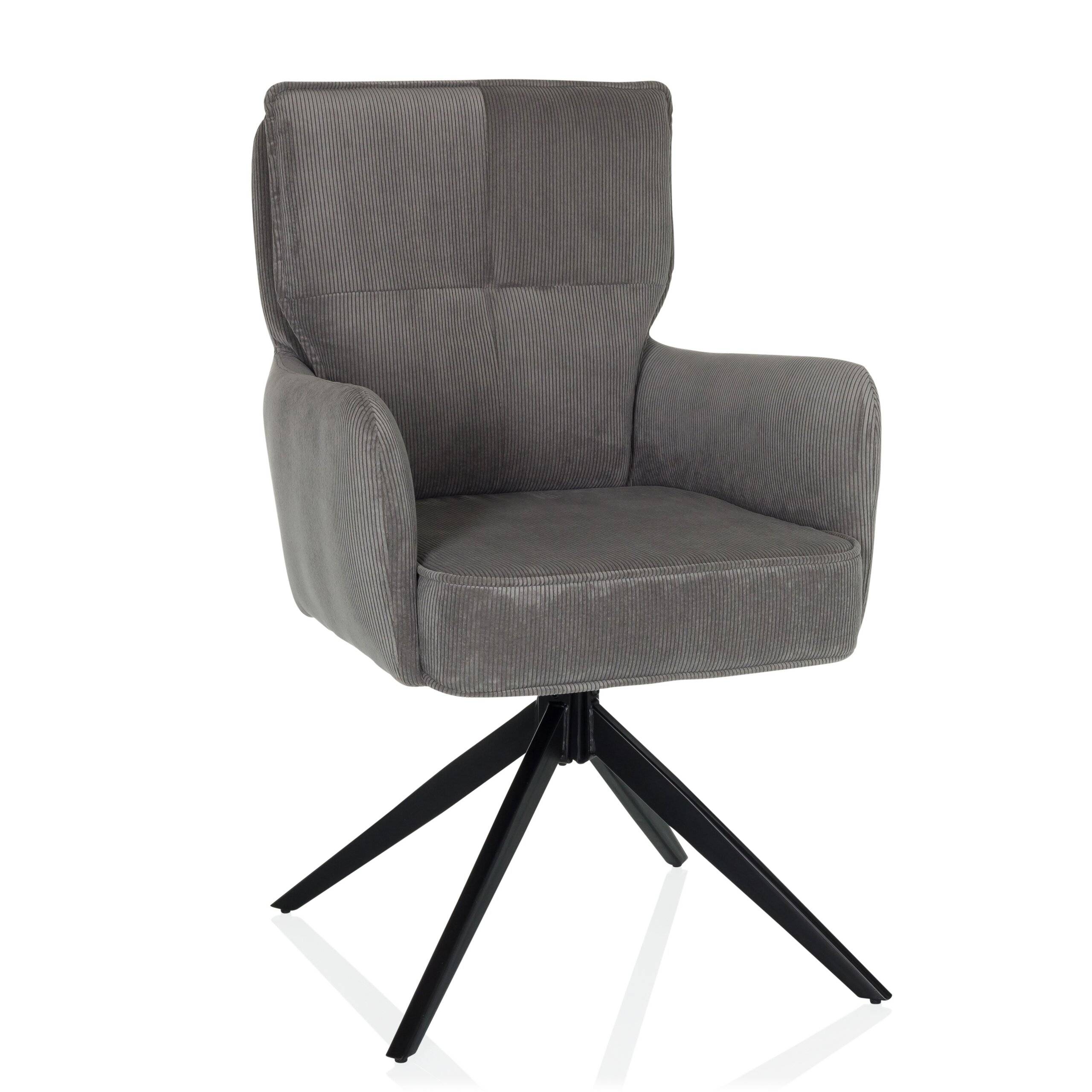 Esszimmerstuhl Drehstuhl TARUGO Stoff grau hjh LIVING-0