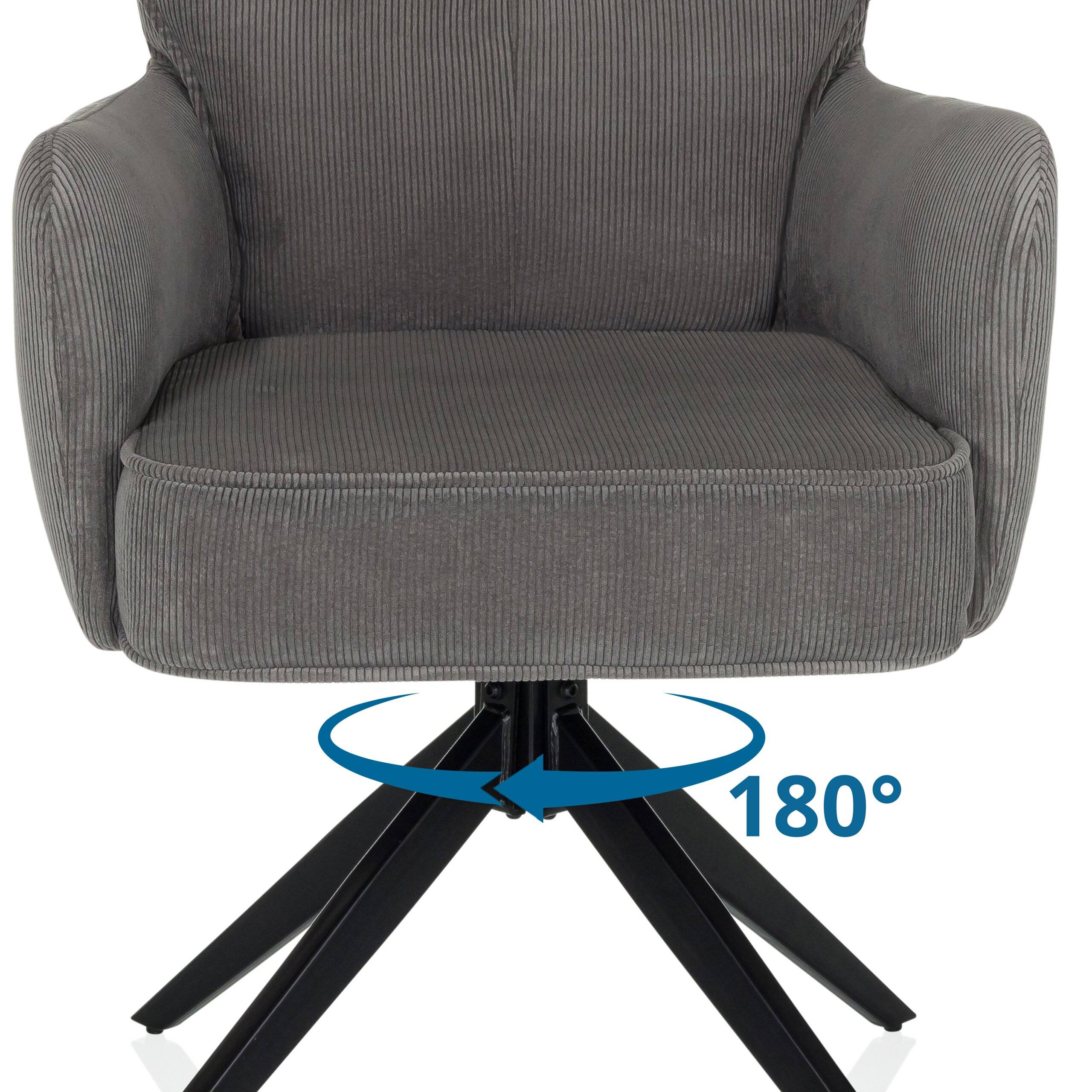 Esszimmerstuhl Drehstuhl TARUGO Stoff grau hjh LIVING-2