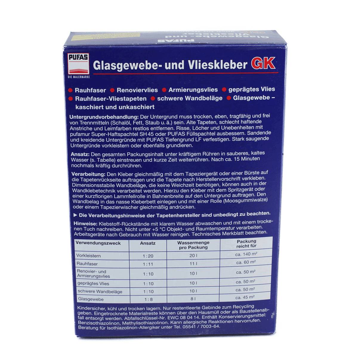 PUFAS Glasgewebe- und Vlieskleber GK Kleister 0,5 kg-1