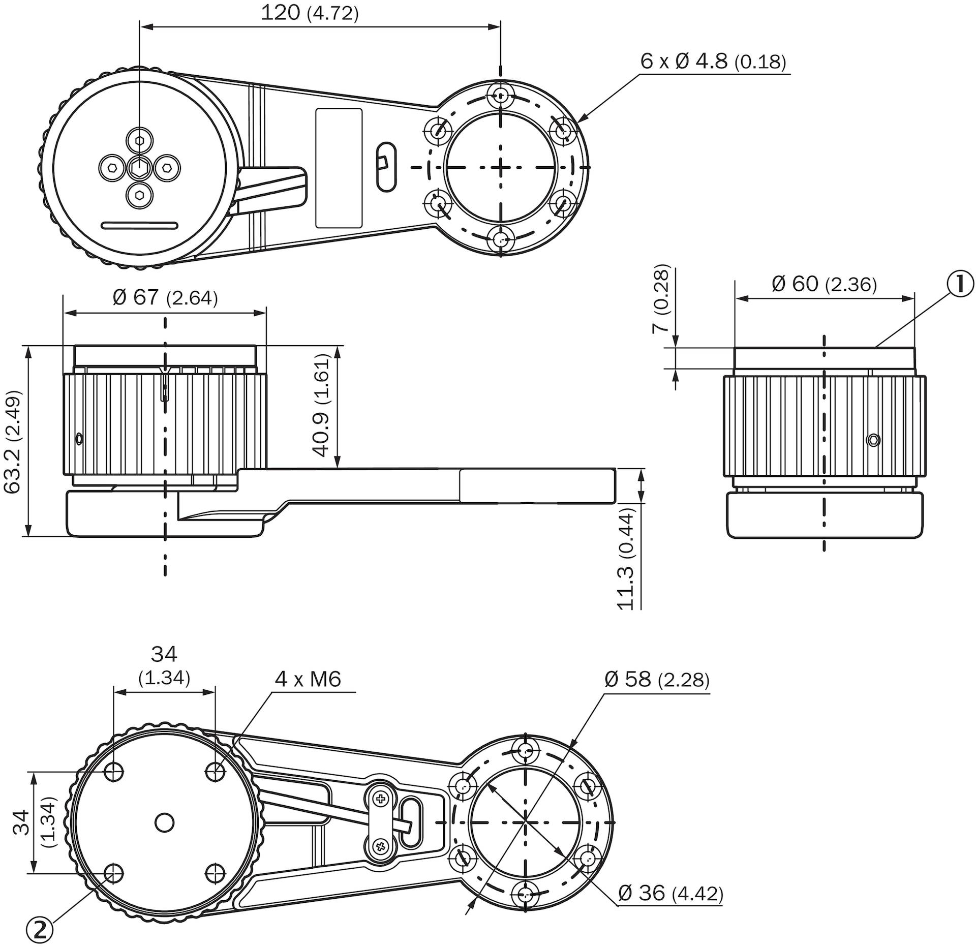 Sick Messräder u. Messradsystem BEF-MWS120-ARM-1