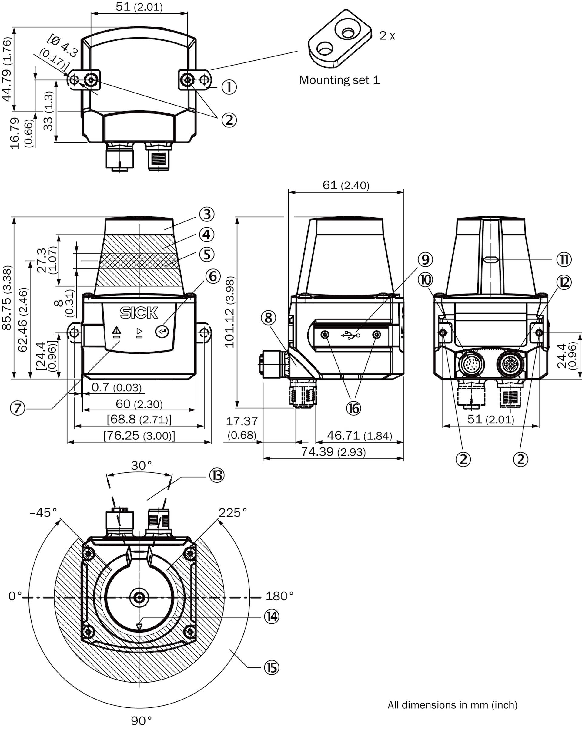 Sick TIM351-2134001, LiDAR-Sensor, P/n: 1067299-1