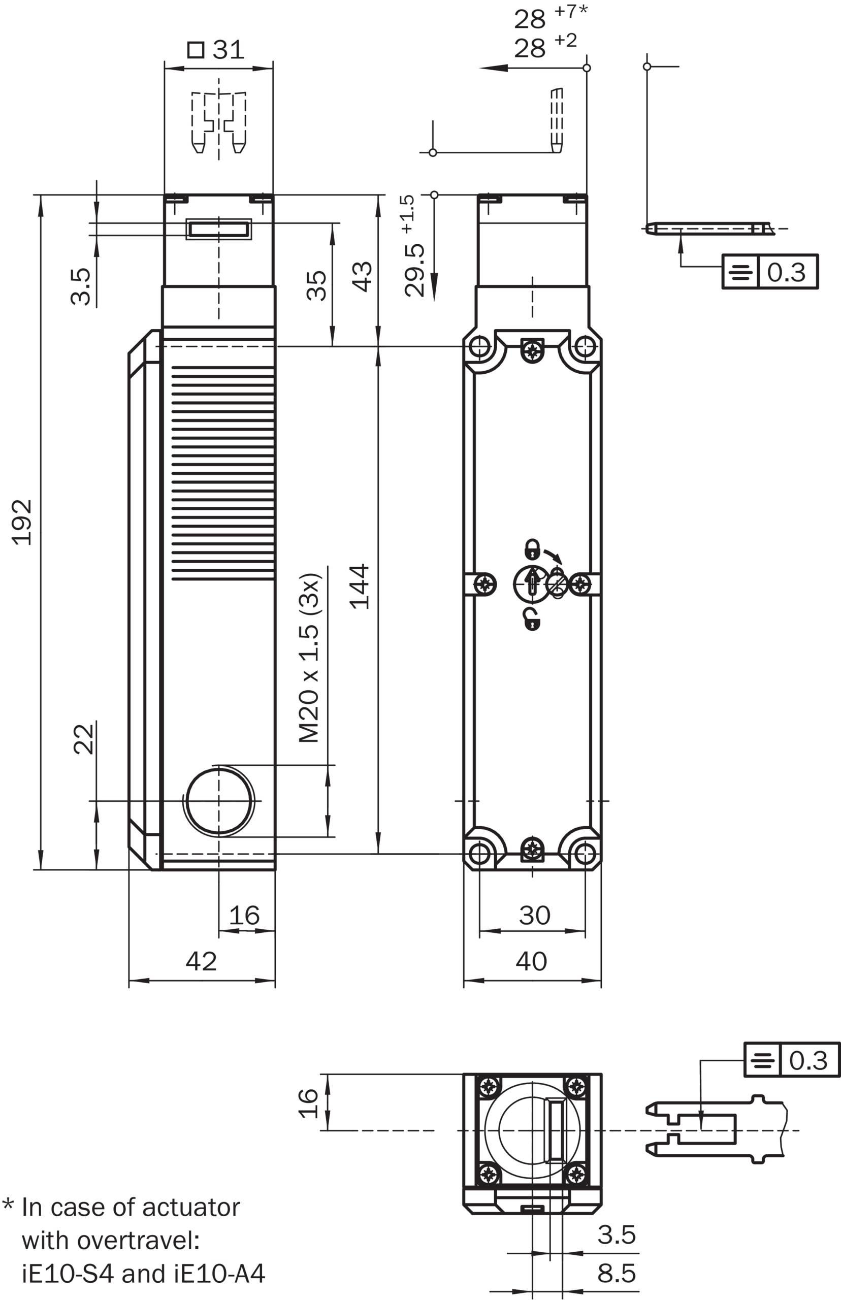 Sick i10-E0453 Schloss, Sicherheitsschalter, P/n: 6020598-1