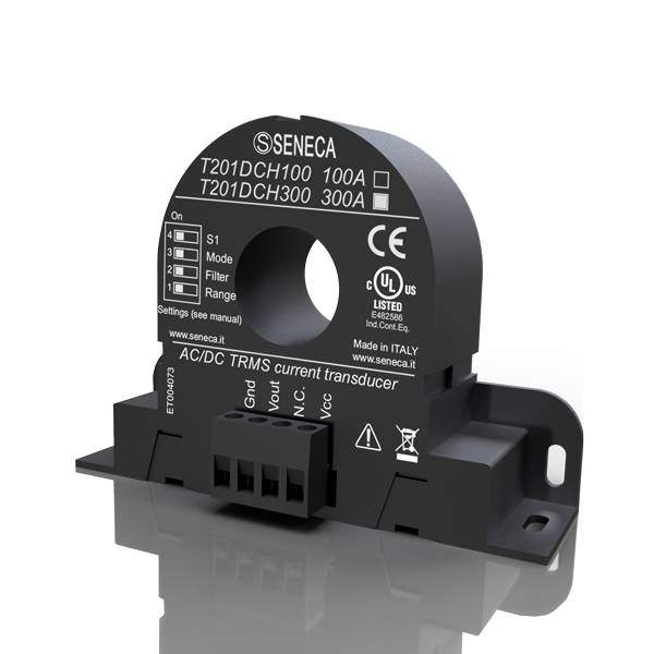 SENECA T201DCH300, AC/DC-Stromwandler (± 300 A) mit Hall-Effekt TRMS mit Ausgang 0.10 V