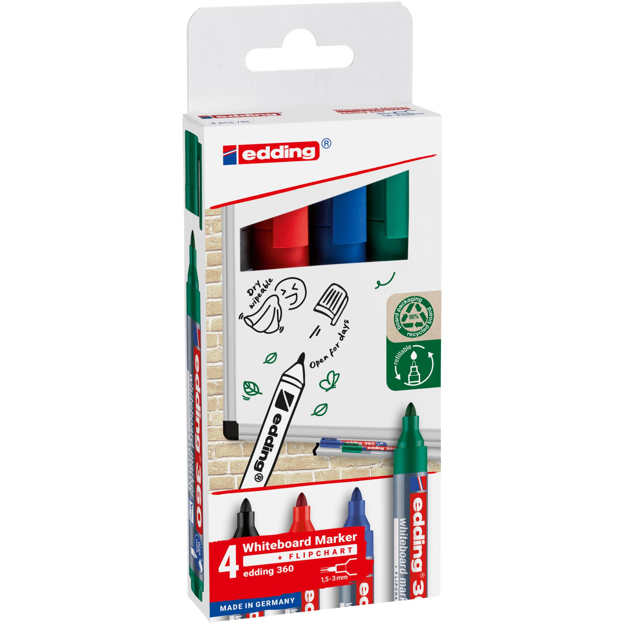 Whiteboardmarker 1,5-3mm sort 4St-0