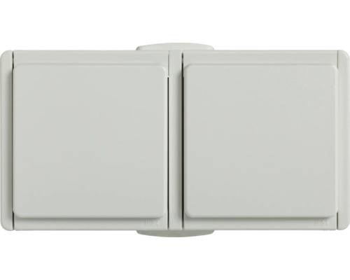 Feuchtraum Doppelsteckdose Aufputz IP54 polarweiß Standard IP54-0