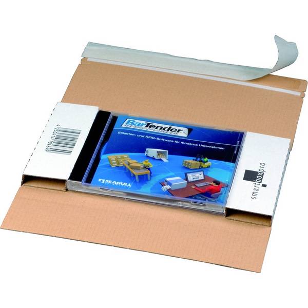 [VPE à 100] CD-Jewel-Mailer DIN LANG, 225x125x12mm sk m. Aufreißfaden, mit Fenster, weiß, links