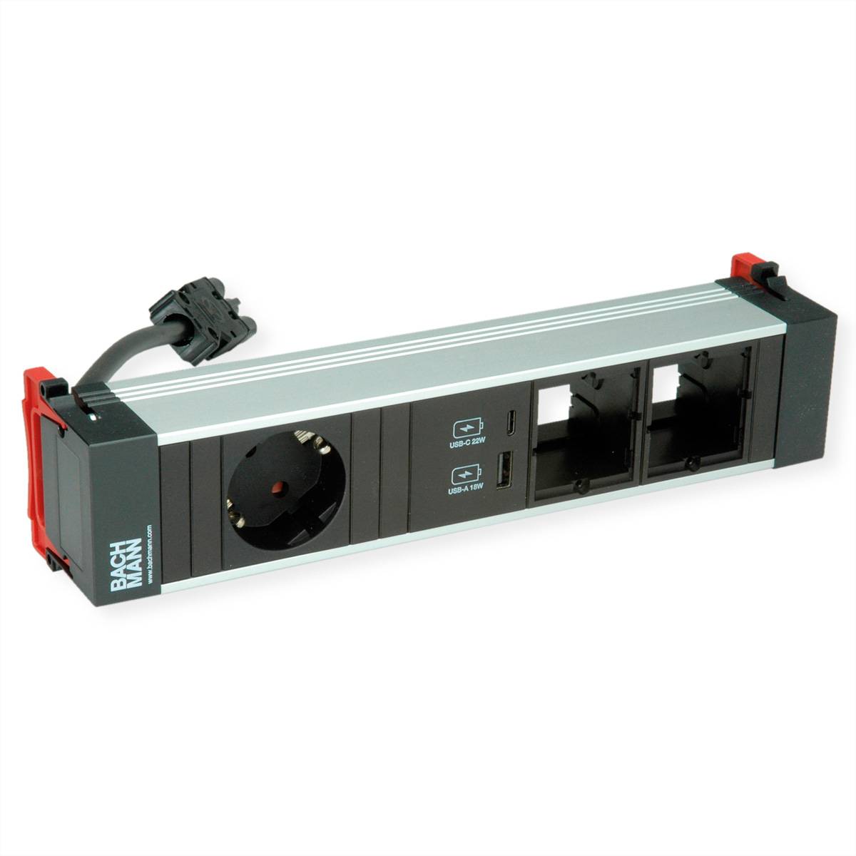 BACHMANN POWER FRAME Medium 1x CEE7/7 2xCM 1xUSB Charger-0