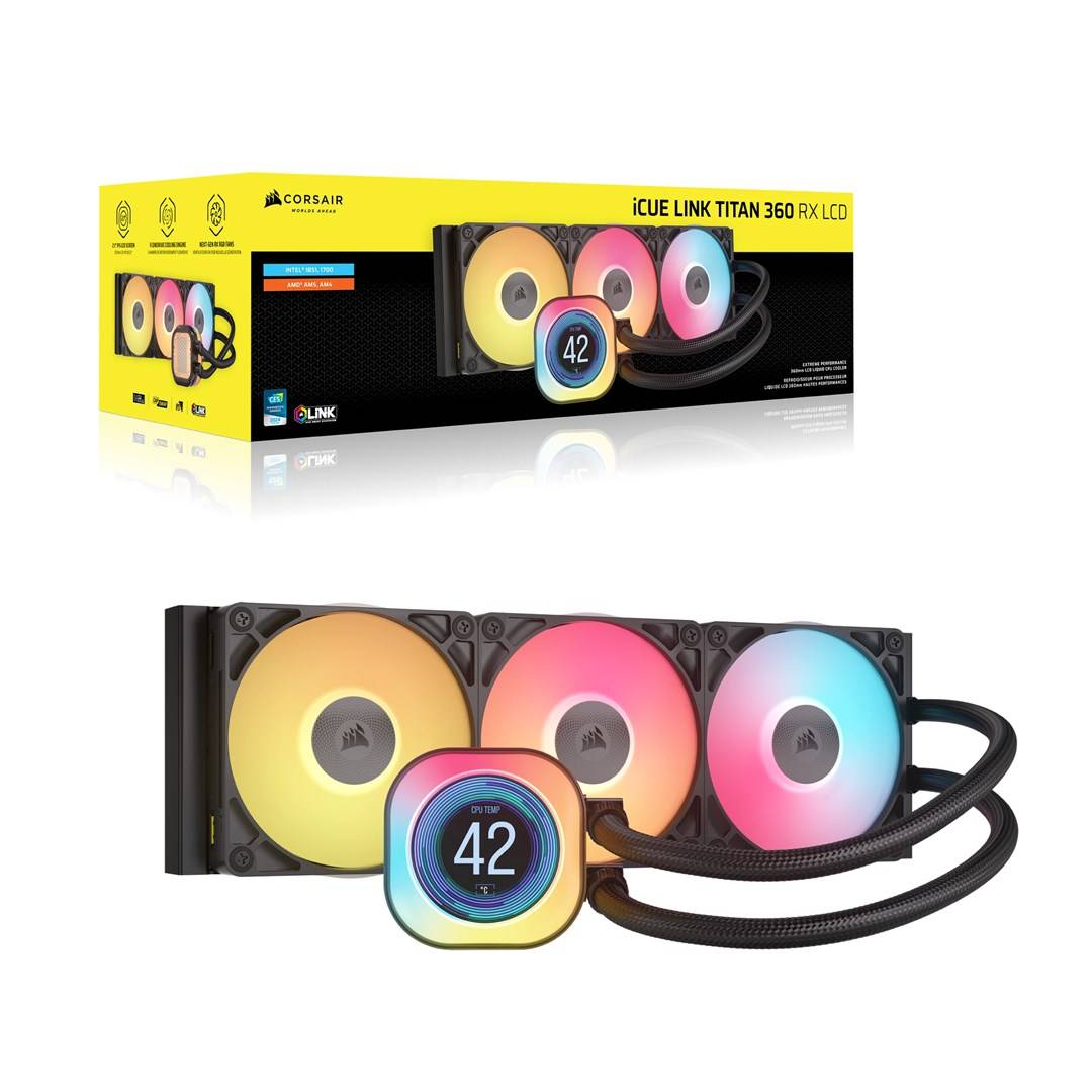 Corsair iCUE Link TITAN 360 RX LCD - Prozessor-Flüssigkeitskühlsystem - Kühlergröße: 360 mm - (für: LGA1851, LGA1700, AM-1