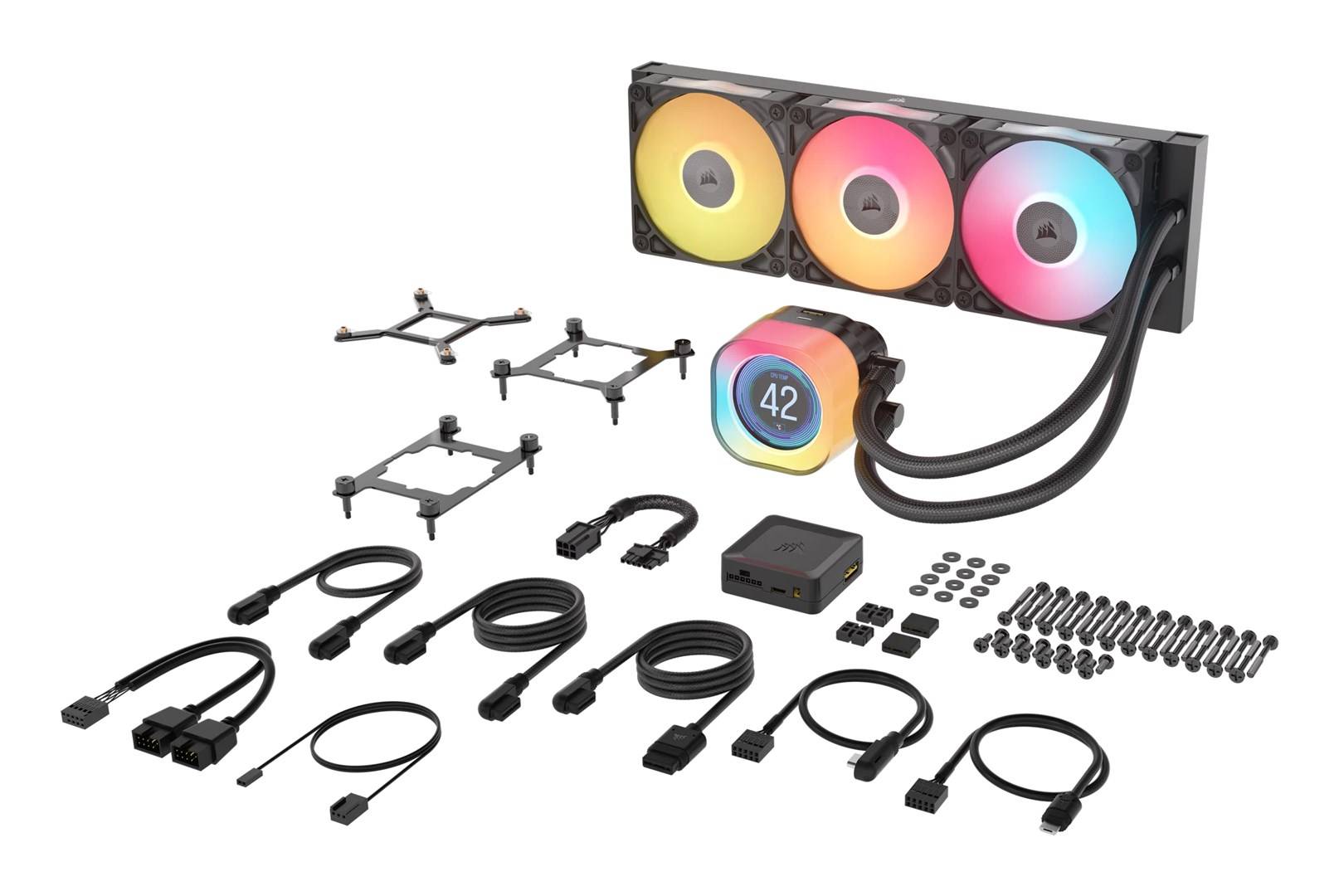 Corsair iCUE Link TITAN 360 RX LCD - Prozessor-Flüssigkeitskühlsystem - Kühlergröße: 360 mm - (für: LGA1851, LGA1700, AM-3