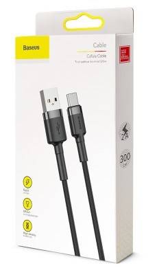 CAFULE - USB-KABEL - USB (M) ZU 24 PIN USB-C (M) - USB 2.0 - 2 A - 3 M - GRAUSCH-4