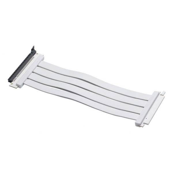 PCI-E 4.0 x16 riser ribbon cable, 180 degrees, 30cm - white