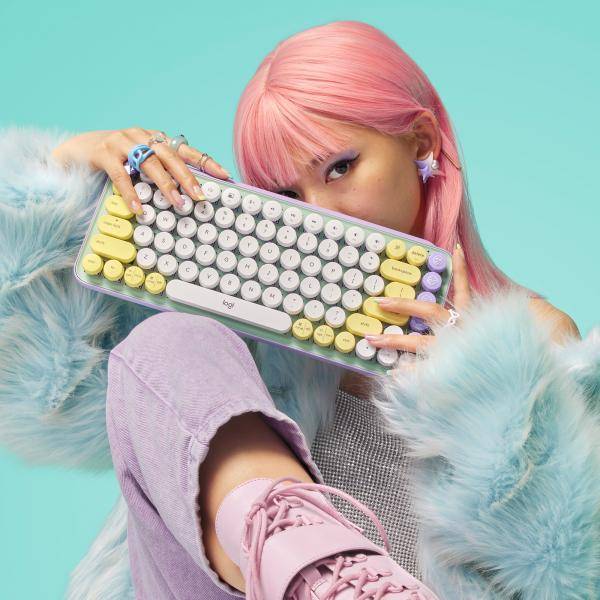 Logitech POP Keys Tastatur kabellos Bluetooth LE 5.1 QWERTY USA International Tastenschalter: Brown Tactile Daydream-1