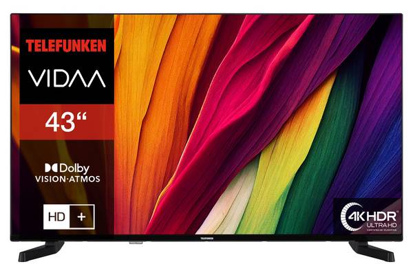 Telefunken D43U790B2CW Fernseher 43 Zoll Smart TV VIDAA 4K UHD, HDR Dolby Vision, HD+ (2026)