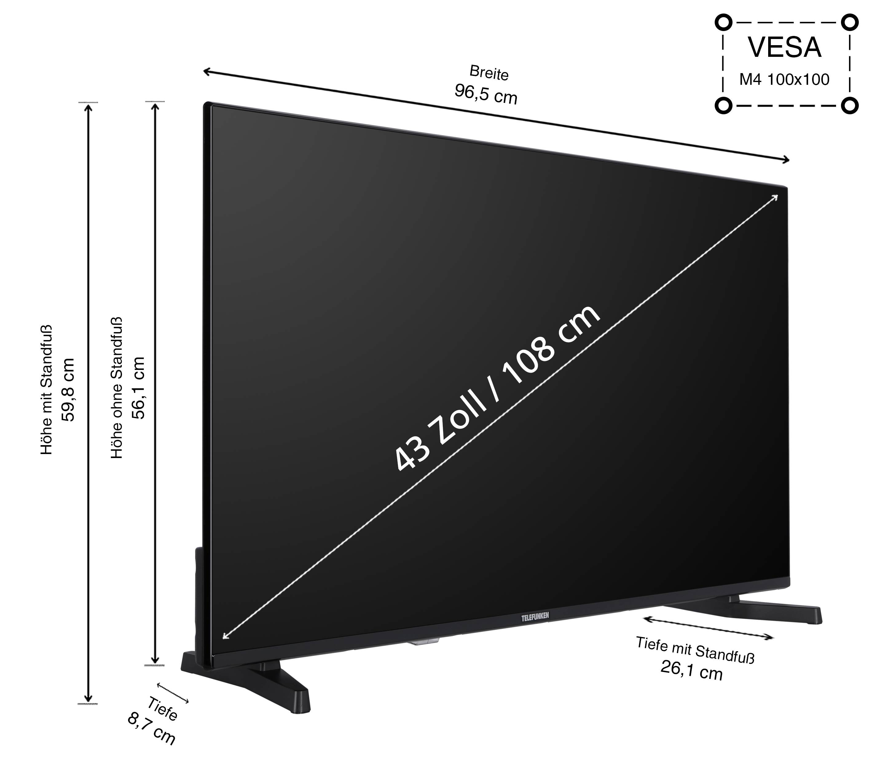Telefunken D43U790B2CW Fernseher 43 Zoll Smart TV VIDAA 4K UHD, HDR Dolby Vision, HD+ (2026)-2