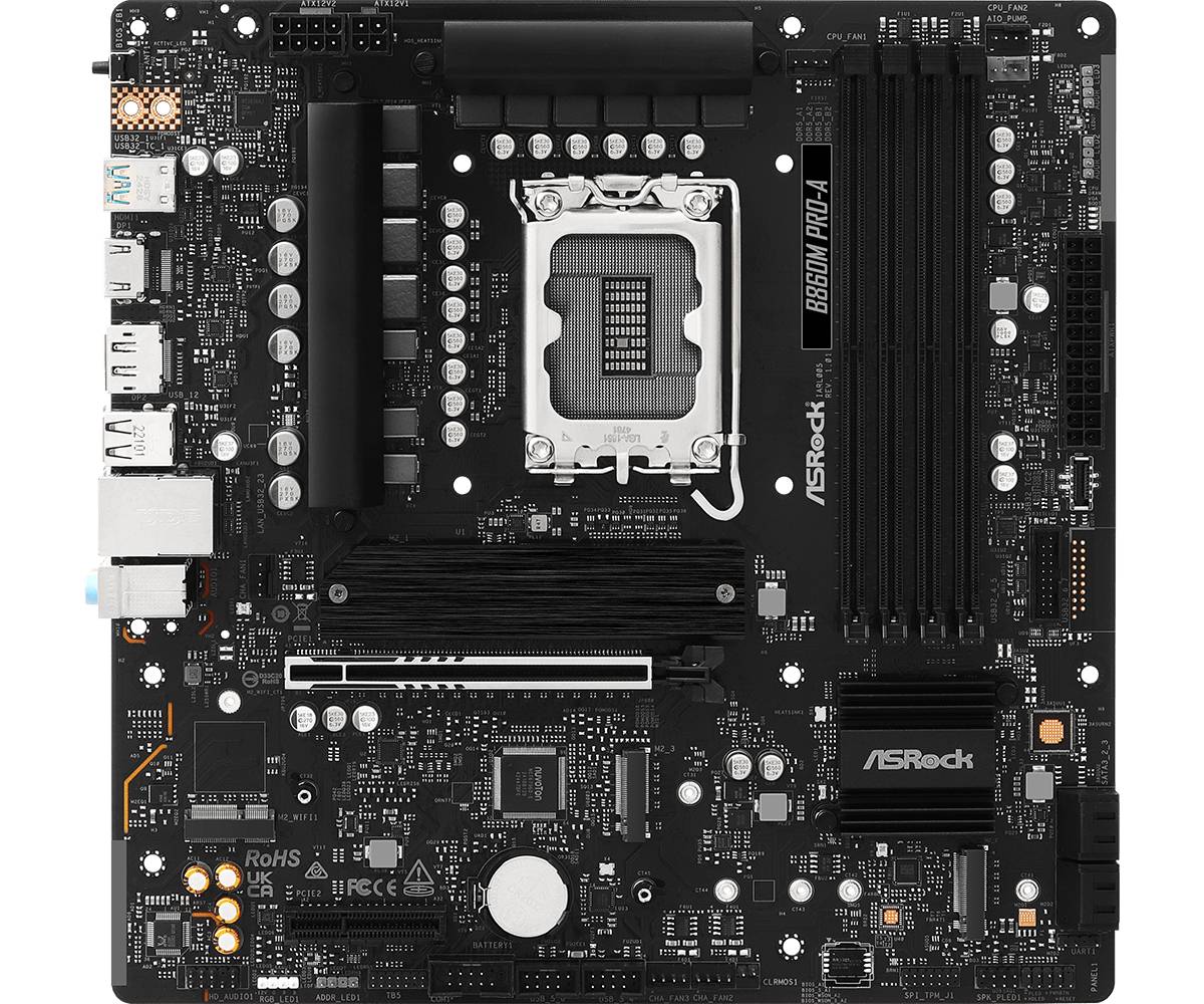 ASRock B860M Pro-A, Intel, LGA 1851 (Socket V1), Intel Core Ultra (Series 2), DDR5-SDRAM, 256 GB, DIMM-1