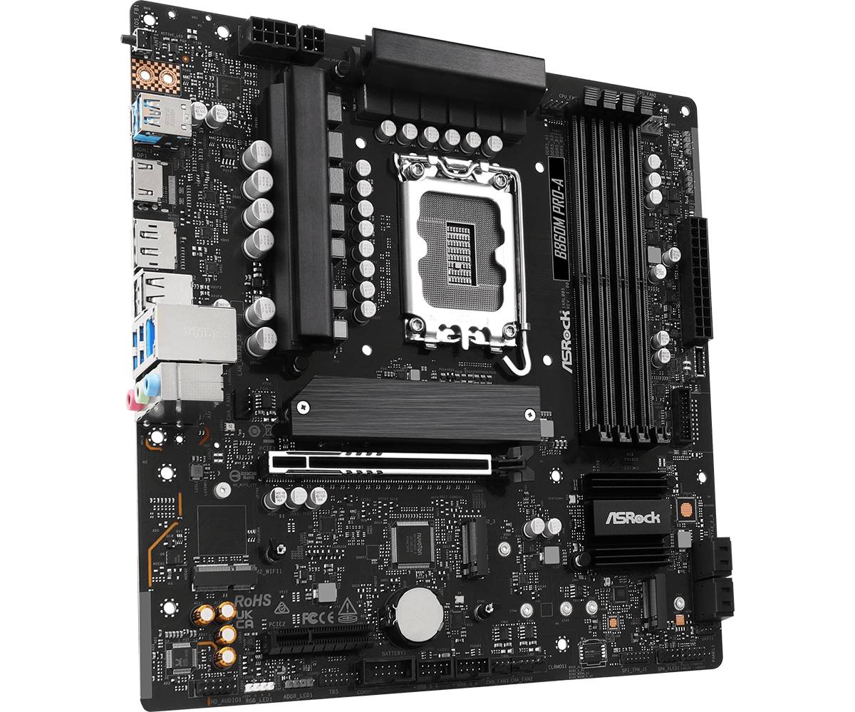ASRock B860M Pro-A, Intel, LGA 1851 (Socket V1), Intel Core Ultra (Series 2), DDR5-SDRAM, 256 GB, DIMM-2