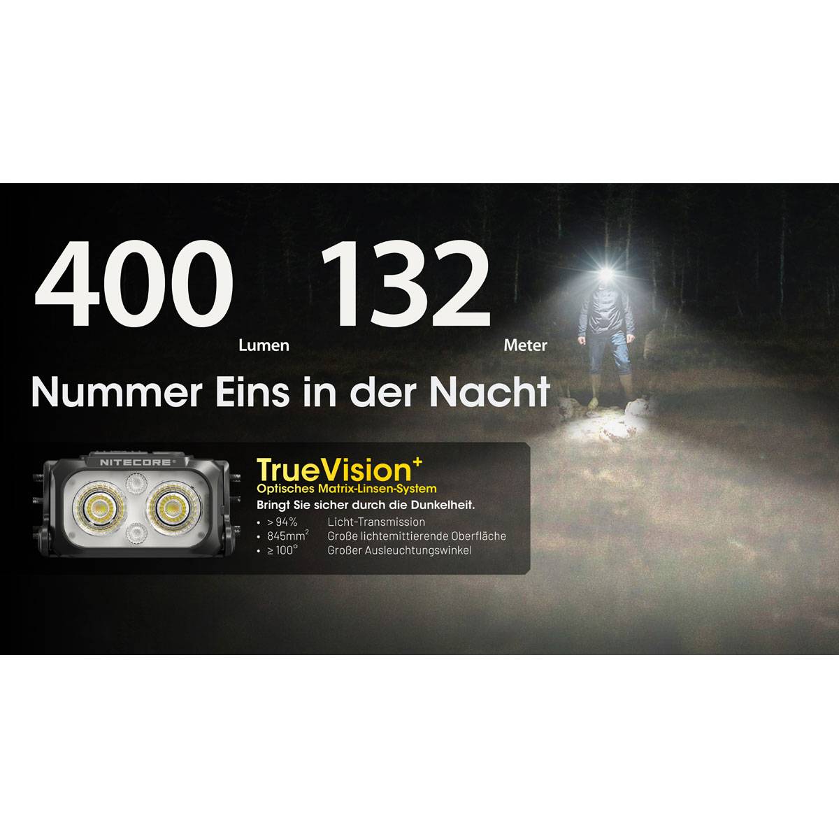 Nitecore Stirnleuchte NU25 MCT UL Ultralight - 400 Lumen-4