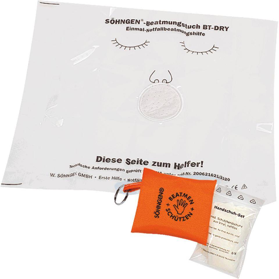 SÖHNGEN® Miniset Beatmen & Schützen, Beatmungstuch, Schutzhandschuhe, Tasche-1