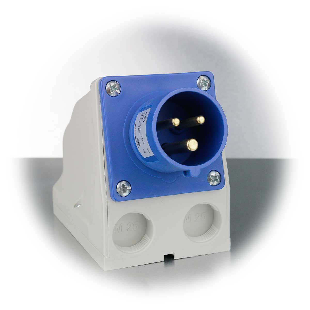 CEE Wandgerätestecker IP44 3-polig230V 6h blau G31S22-1