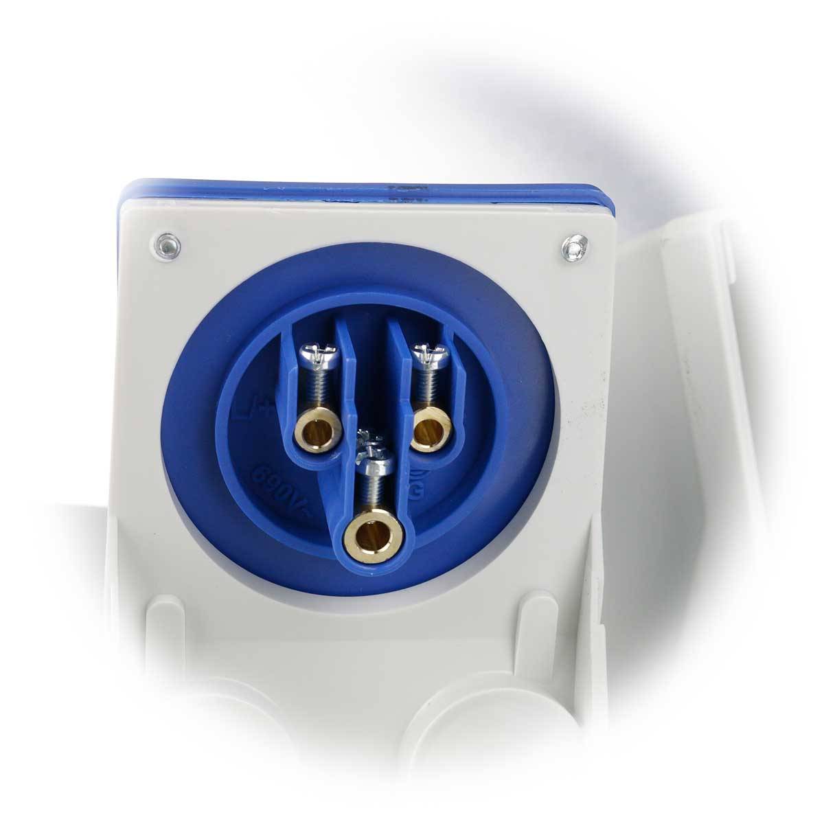 CEE Wandgerätestecker IP44 3-polig230V 6h blau G31S22-3