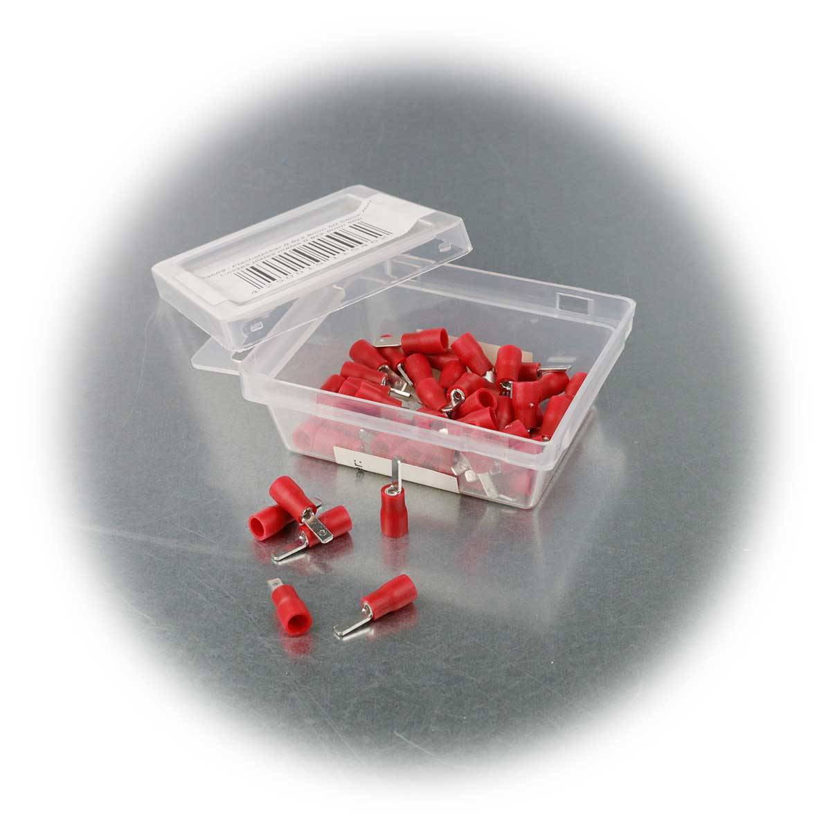 BLANKO - Flachstecker 0,8-2,8mm, 50 Stück Rot in Plastikbox-3