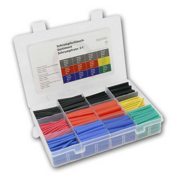 world-trading-net - Schrumpfschlauch-Set, bunt, 2:1, 620 Stk in Box