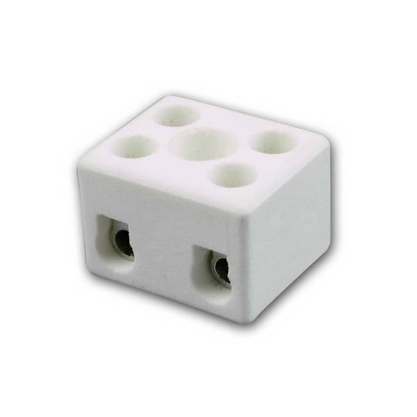 Sintron - Porzellan Lüsterklemme, 2-Fach, 2,5mm², 15x22x18mm