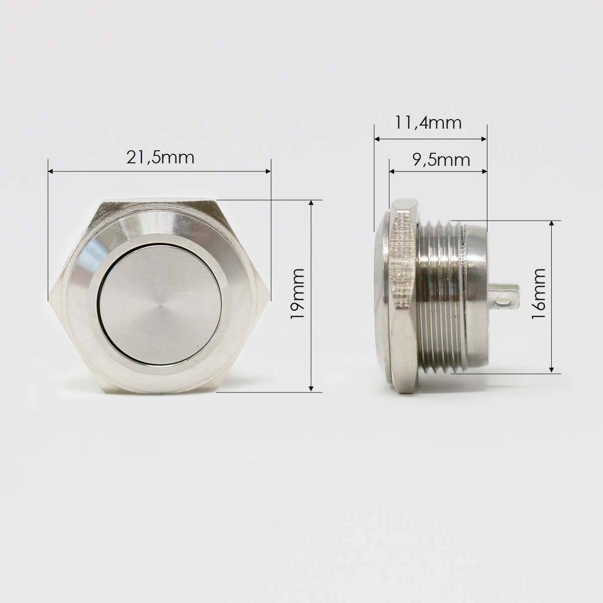BLANKO - Edelstahl Vollmetall-Taster 16mm, 1-polig, IP65-4