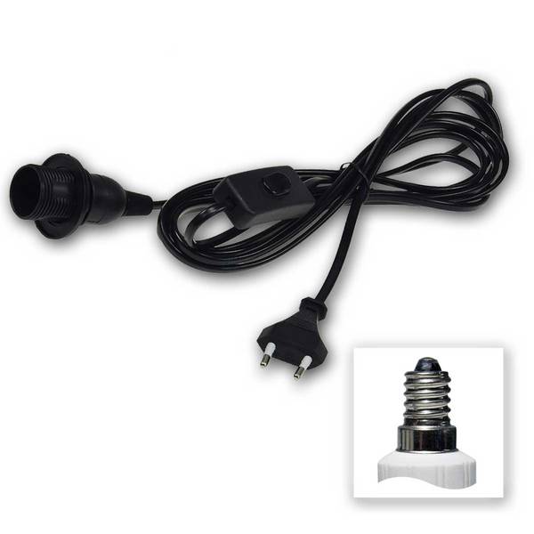 ChiliTec - Netzkabel mit Schalter und E14 Fassung, schwarz