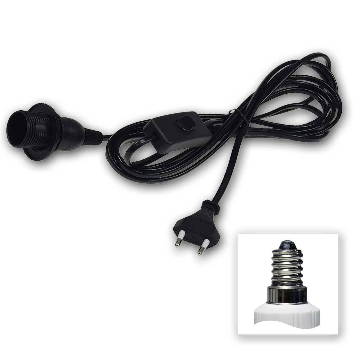 ChiliTec - Netzkabel mit Schalter und E14 Fassung, schwarz-0