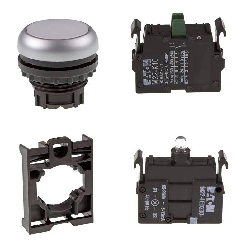 Set Leuchtdrucktaster Eaton M22-DL-W/-A/-LED230-W/-K10-0