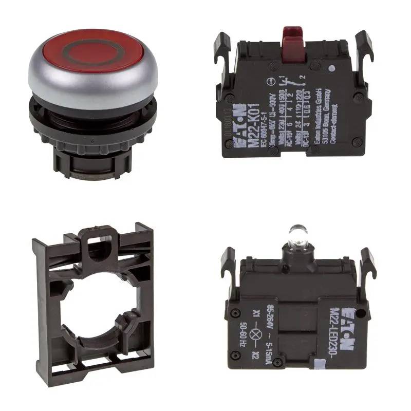 Set Leuchtdrucktaster Eaton M22-DL-R-X0/-A/-LED230-R/-K01-0