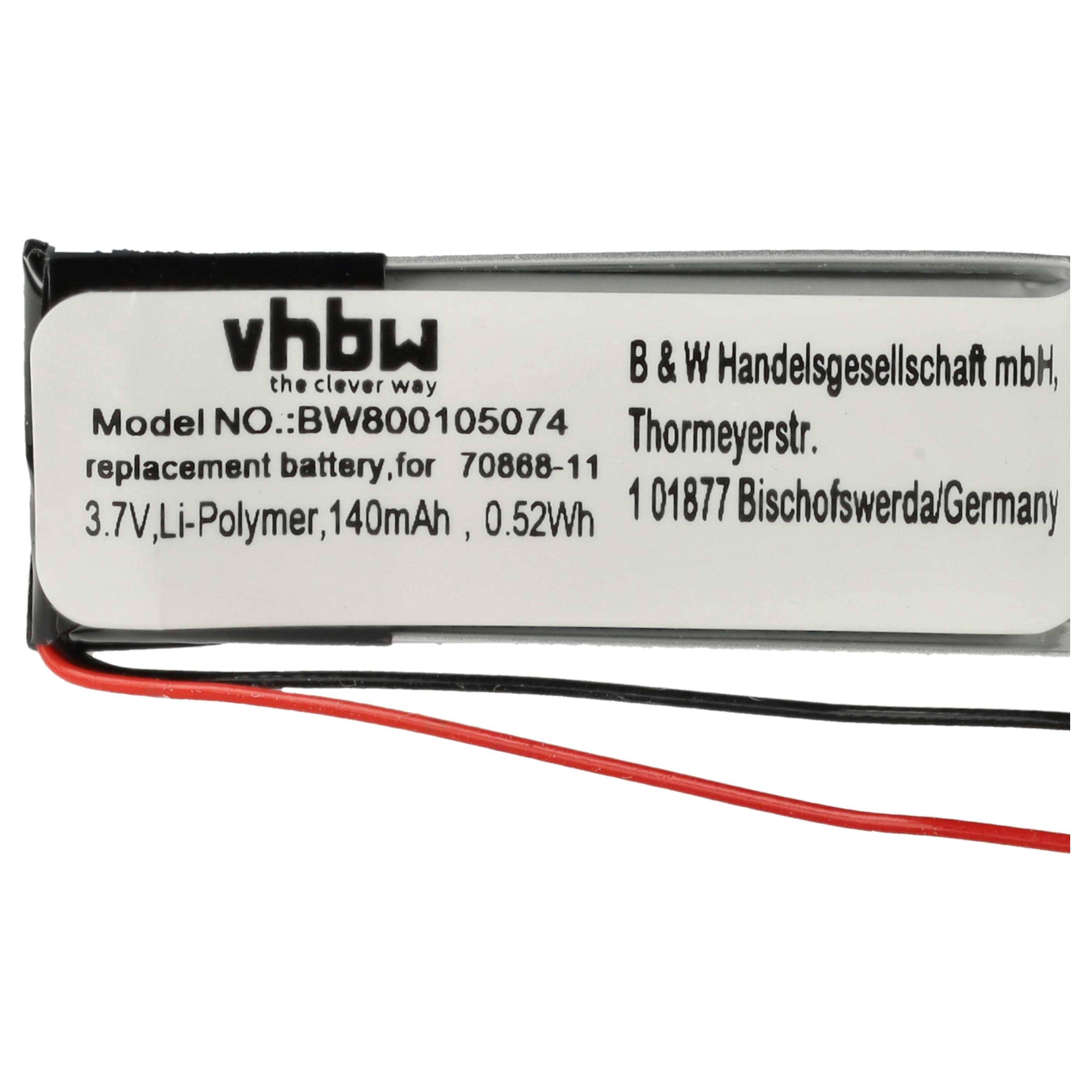 vhbw 5x Akku kompatibel mit Jabra BT500V | BT2010, BT4010, BT250V, BT250, BT2020 Wireless Headset Kopfhörer (140 mAh, 3-1