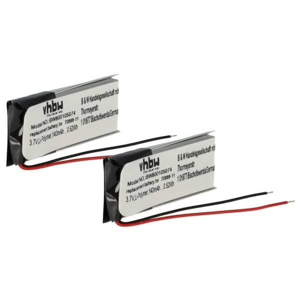 vhbw 2x Akku kompatibel mit Nokia HS-36W | BH-607, BH-900 Wireless Headset Kopfhörer (140 mAh, 3,7 V, Li-Polymer)