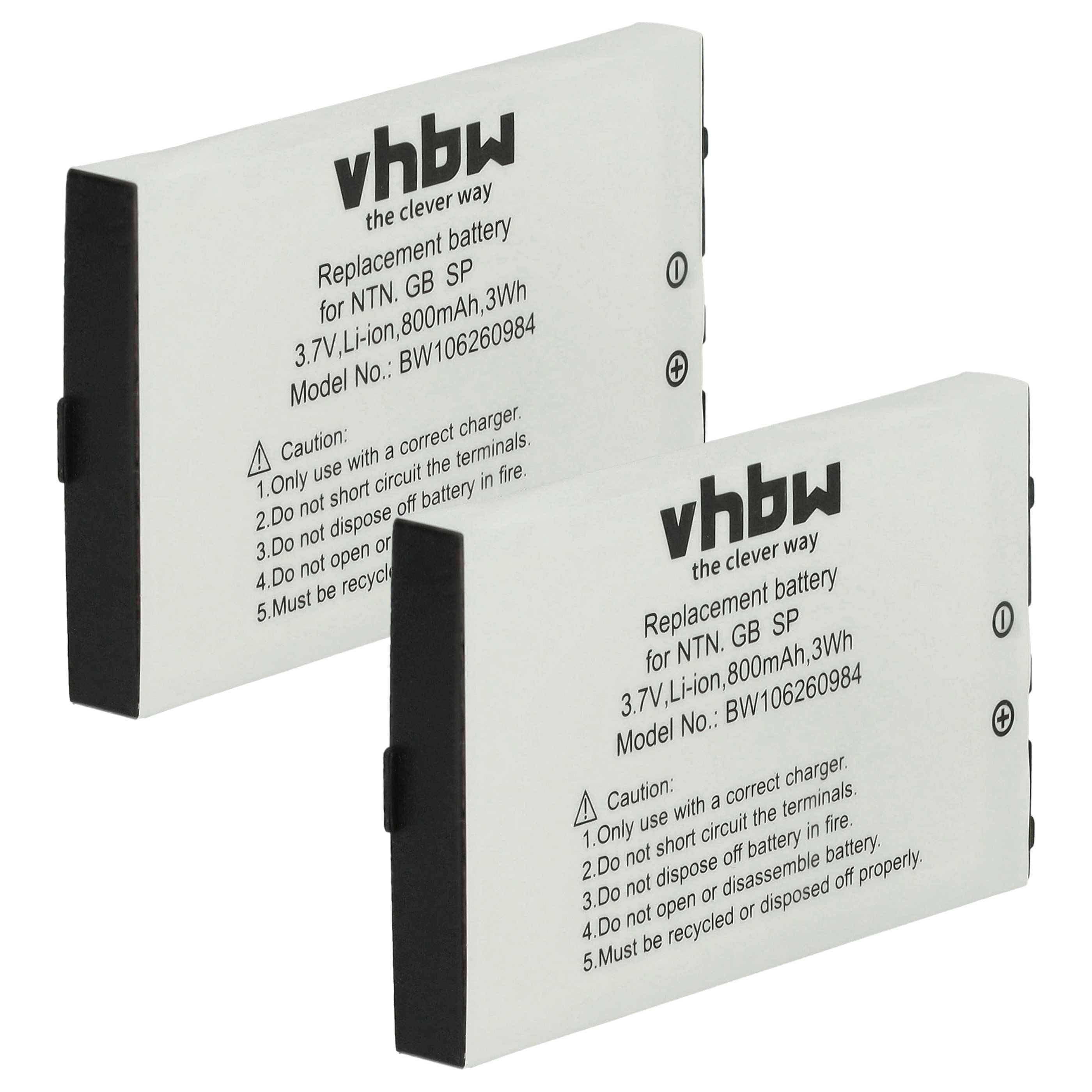vhbw 2x Akku Ersatz für Nintendo BT-M12 | SAM-SPRBP, BAT-GBASP-1LI für Spielekonsole (800 mAh, 3,7 V, Li-Ion)-0