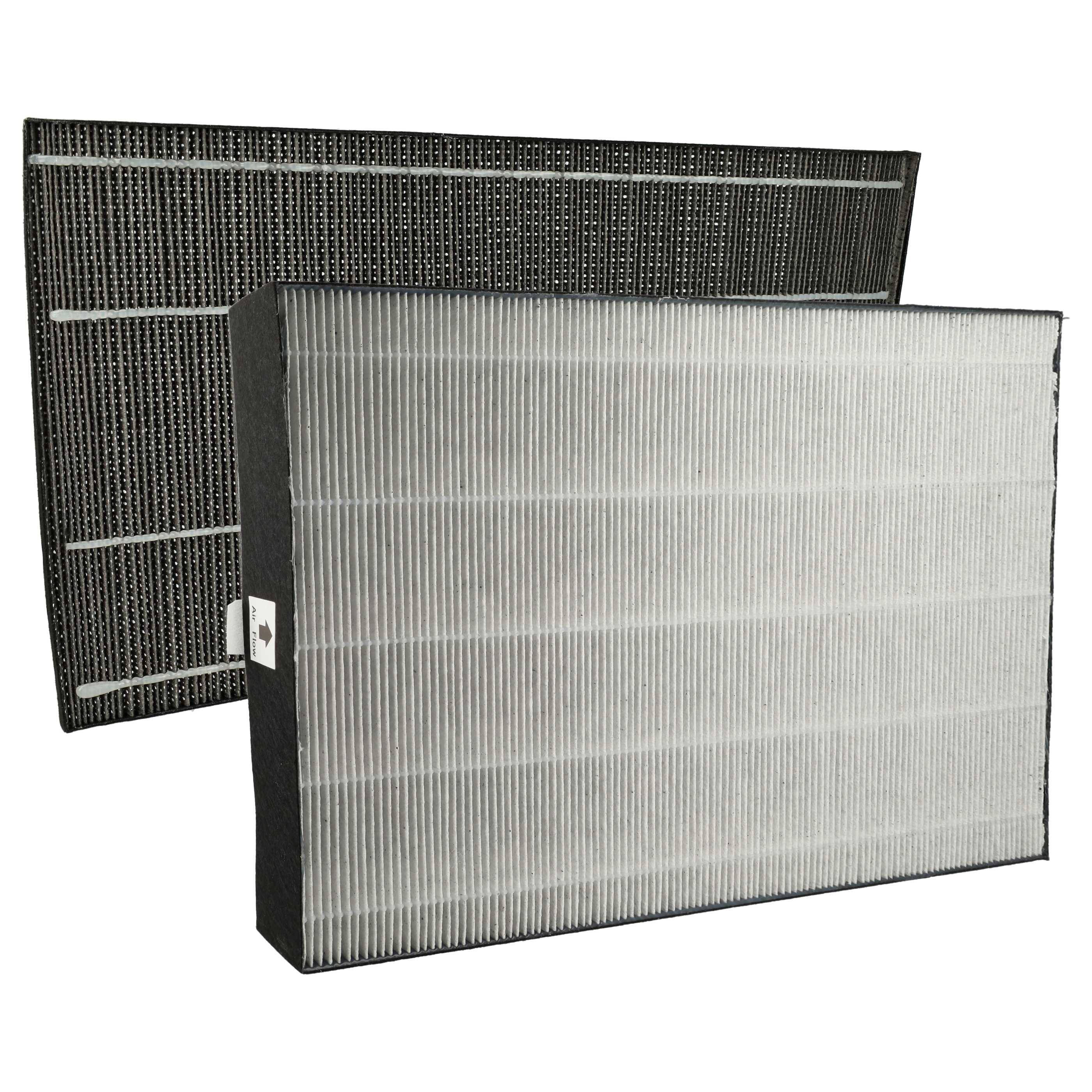 vhbw 2-teiliges Filter-Set kompatibel mit Sharp KC-A60EUW Luftreiniger | Aktivkohlefilter, HEPA-Filter-0