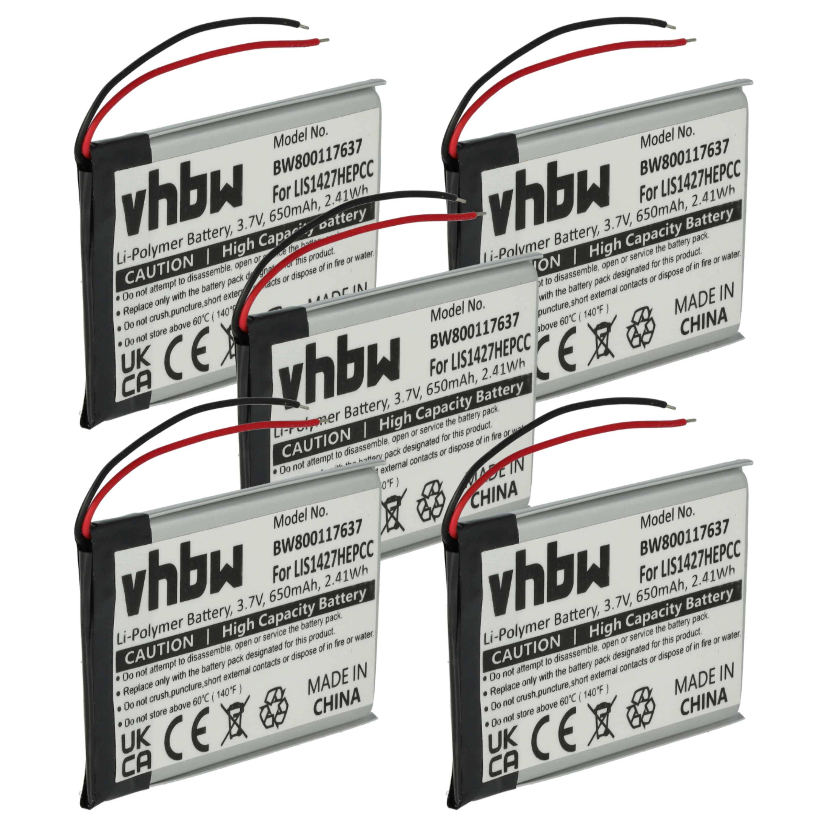 vhbw 5x Akku Ersatz für Sony 1-756-920-21 | 1-756-920-32, 1-756-920-31 für Wireless Headset Kopfhörer (650 mAh, 3,7 V-0