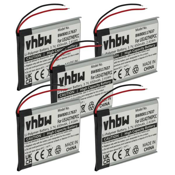vhbw 5x Akku Ersatz für Sony 1-756-920-21 | 1-756-920-32, 1-756-920-31 für Wireless Headset Kopfhörer (650 mAh, 3,7 V