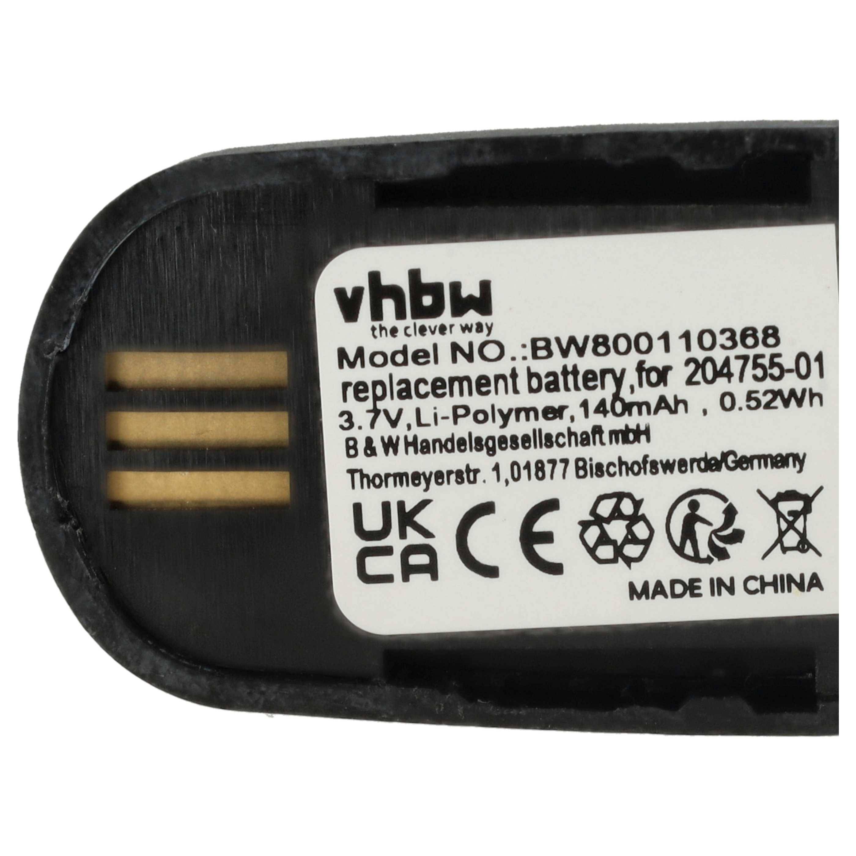 vhbw 10x Akku kompatibel mit Microsoft Office Communicator 2007 | Wireless Headset Kopfhörer (140 mAh, 3,7 V-3