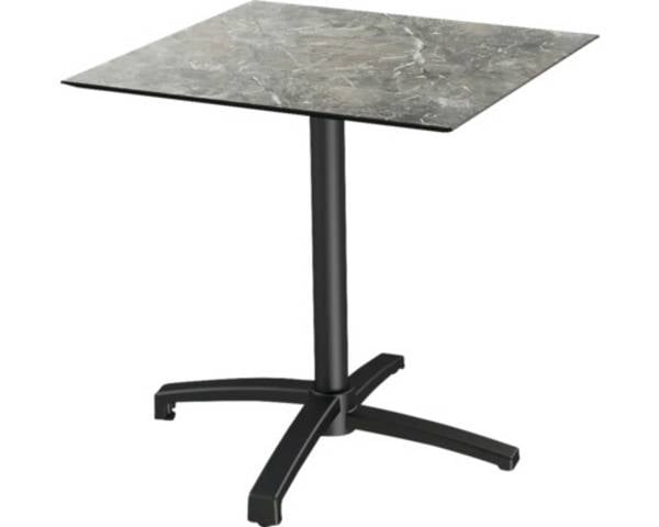 Terrassentisch Galaxy Marble X Cross eckig Aluminium, HPL 70×70×73,2 cm klappbar schwarz