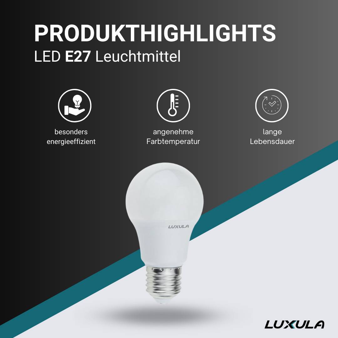 LUXULA LED E27 Leuchtmittel EEK F LED Glühbirne 9W 2700K A60 LED Glühlampe-1