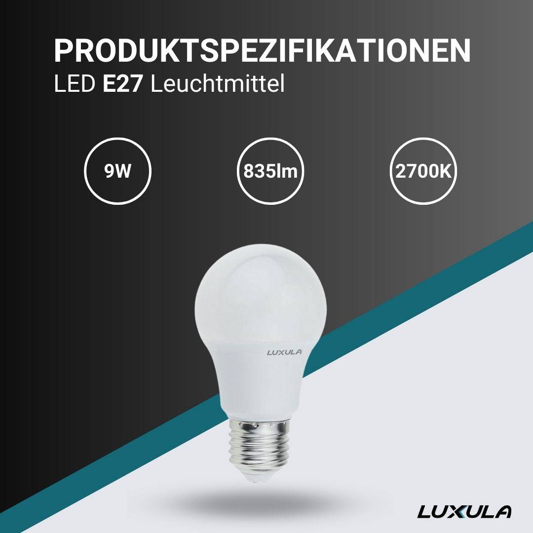 LUXULA LED E27 Leuchtmittel EEK F LED Glühbirne 9W 2700K A60 LED Glühlampe-2
