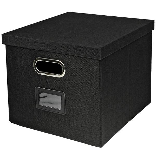 HMF 250473-02 Aufbewahrungsbox mit Deckel für DIN A4 Hängeregister, passend für Kallax, 33 x 37,5 x 28 cm, Schwarz