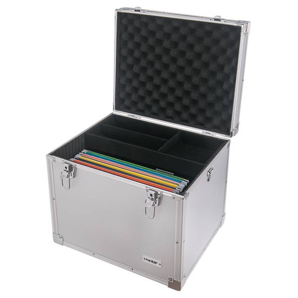 HMF 14812-02 Hängeregister Box, Alukoffer für DIN A4 Hängemappen, 41 x 33 x 36 cm