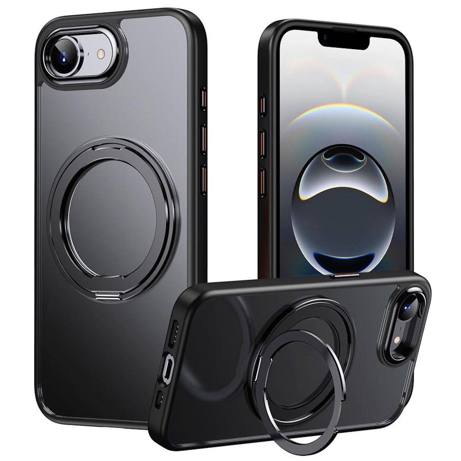 Handyhülle für Apple iPhone 17e / 16e 360 Grad Ring MagSafe TPU + PC Schwarz-0